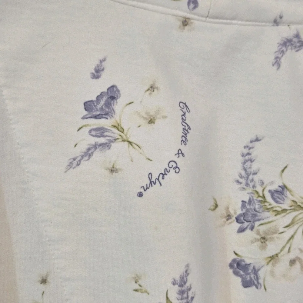 Vintage 1990s Crabtree & Evelyn Freesia Botanical Floral Cotton Robe  Sz S